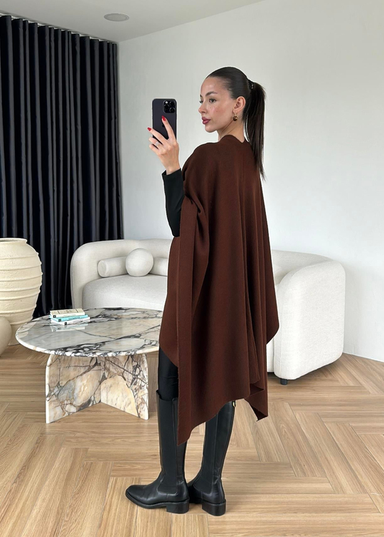 Kemerli Şardonlu Triko Hırka ACI KAHVE