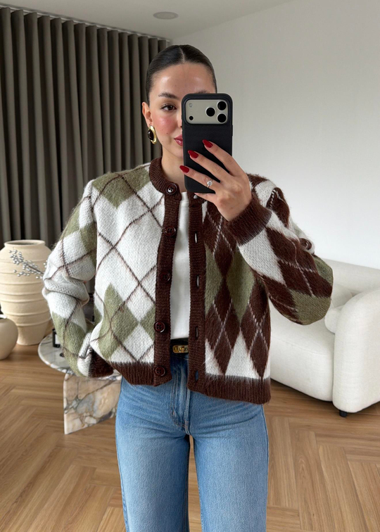 Knit Baklavalı Hırka RENKLİ