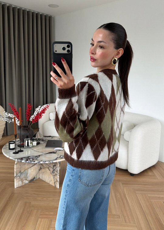 Knit Baklavalı Hırka RENKLİ