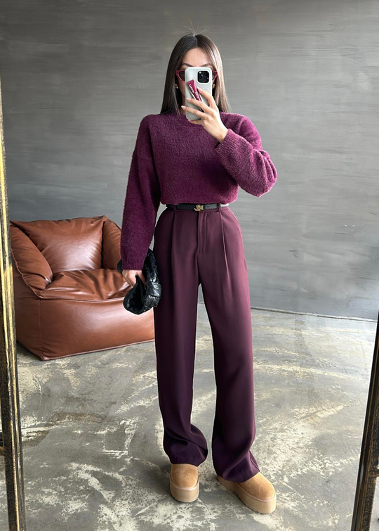 Lara Premium Palazzo Pantolon MÜRDÜM