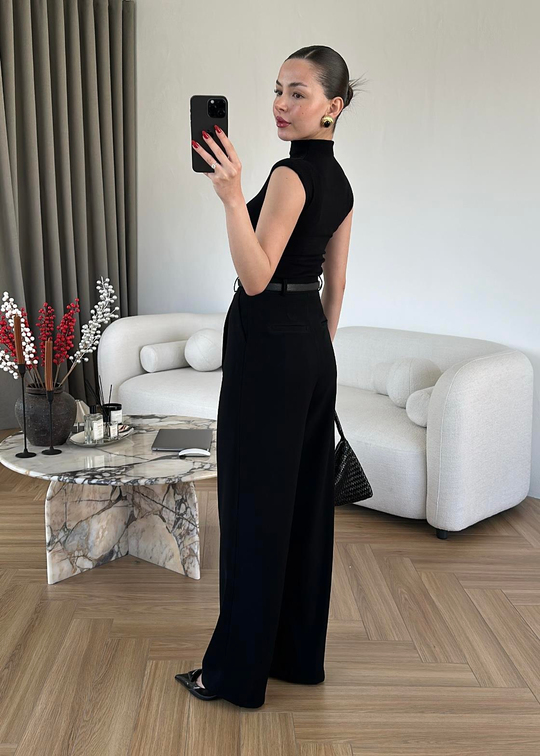 Lara Premium Palazzo Pantolon SİYAH