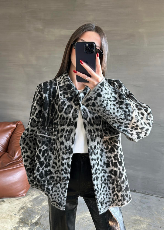 Lena Leopar Hırka GRİ