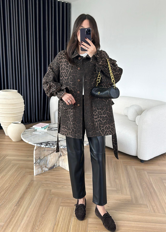 Leopar Denim Ceket RENKLİ