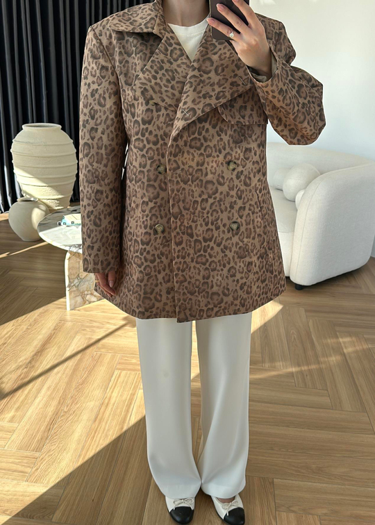 Leopar Desenli Trençkot RENKLİ
