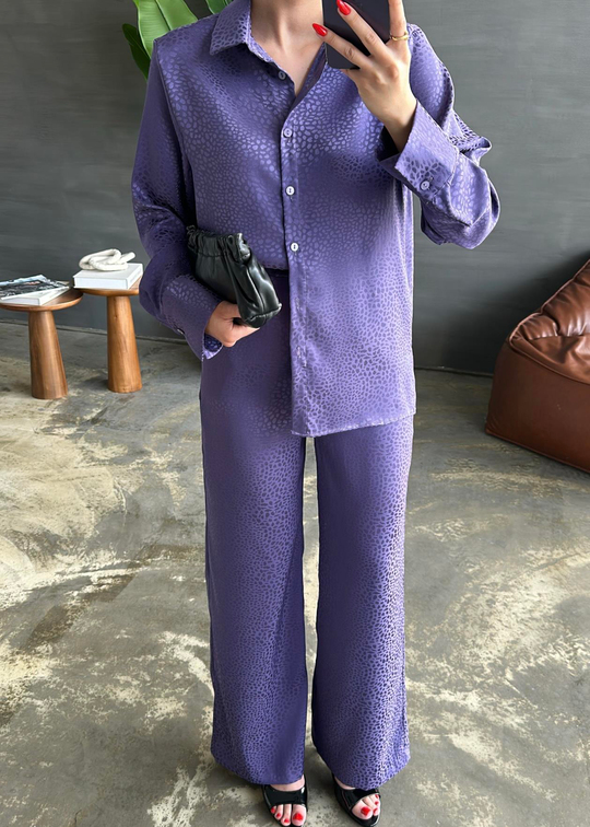 Leopar Jakarlı Pantolonlu Takım MOR