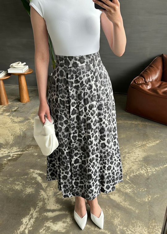 Leopar Midi Boy Etek GRİ