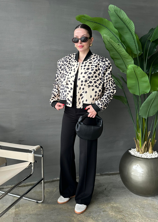 Leopar Premium Bomber Ceket EKRU