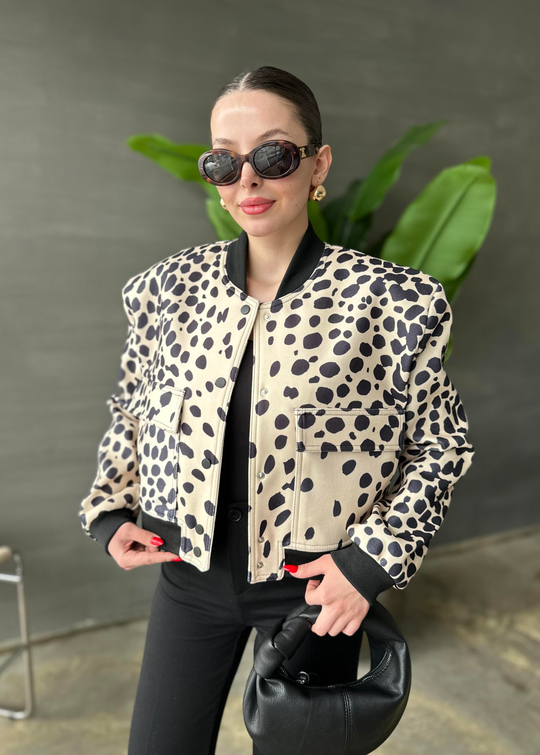 Leopar Premium Bomber Ceket EKRU