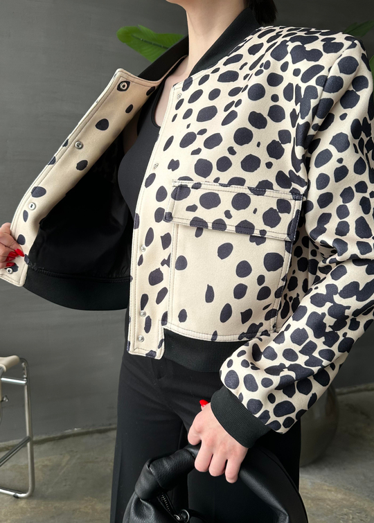 Leopar Premium Bomber Ceket EKRU