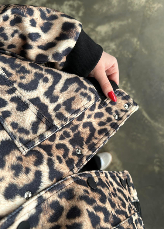 Leopar Premium Bomber Ceket KAHVERENGİ