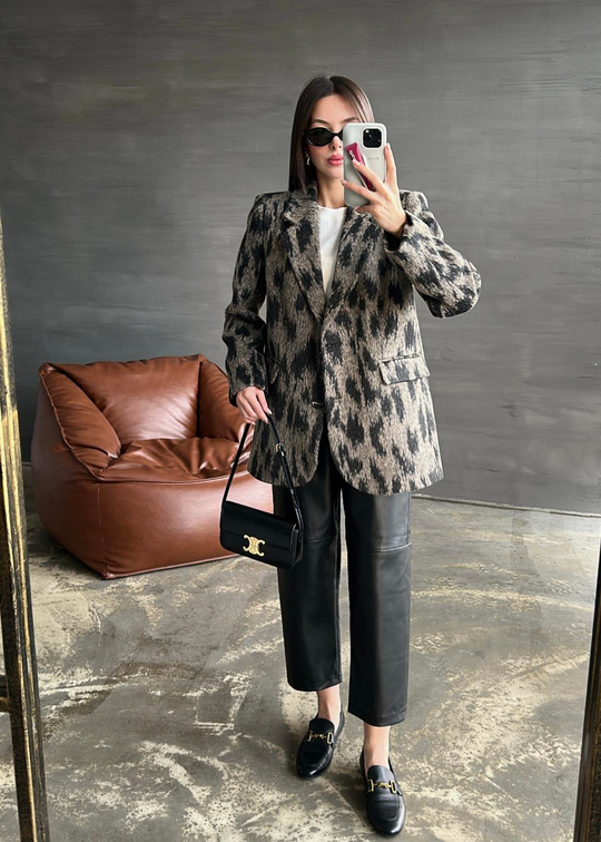 Leopar Sakallı Blazer Ceket RENKLİ