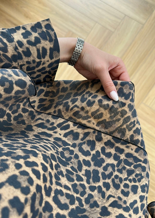 Leoparlı Pelerinli Dökümlü Gömlek RENKLİ