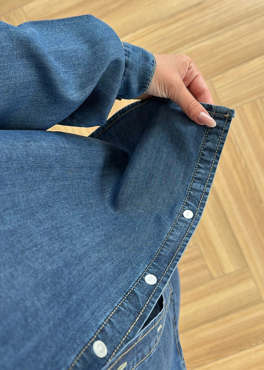 Liora Denim Tensel Gömlek Koyu Mavi