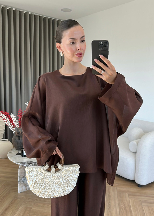 Lisa Transparan İkili Takım ACI KAHVE