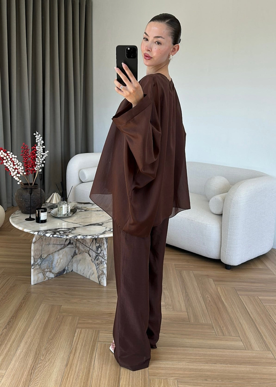 Lisa Transparan İkili Takım ACI KAHVE