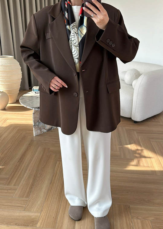 Luba Oversize Ceket ACI KAHVE