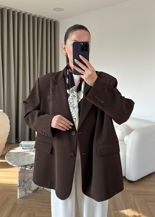 Luba Oversize Ceket ACI KAHVE