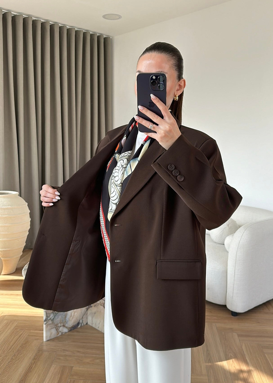 Luba Oversize Ceket ACI KAHVE