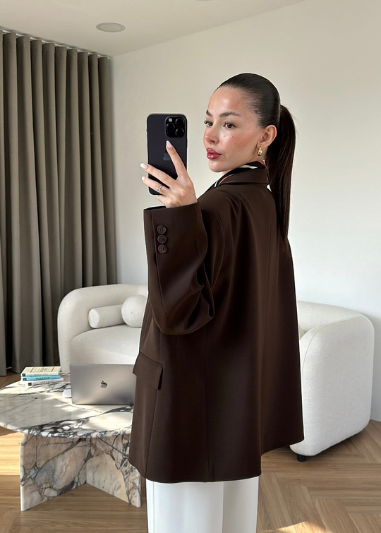 Luba Oversize Ceket ACI KAHVE