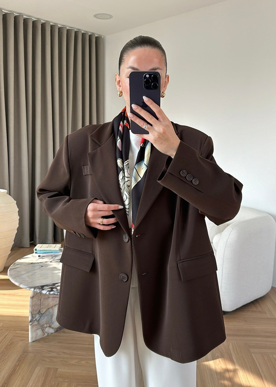 Luba Oversize Ceket ACI KAHVE