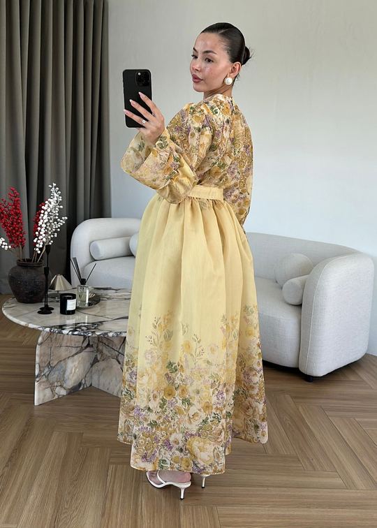 Lumea Desenli Elbise SARI