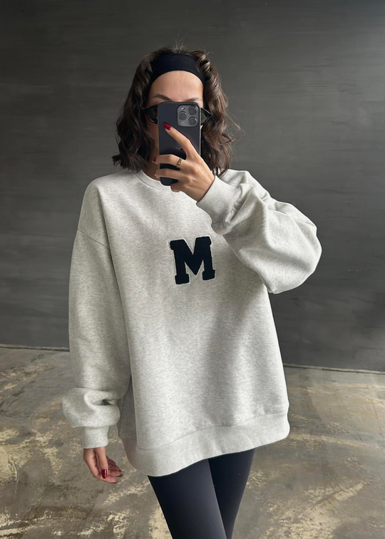 M Nakışlı Sweat GRİ