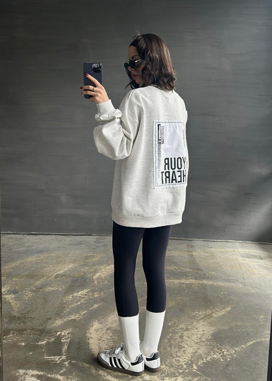 M Nakışlı Sweat GRİ