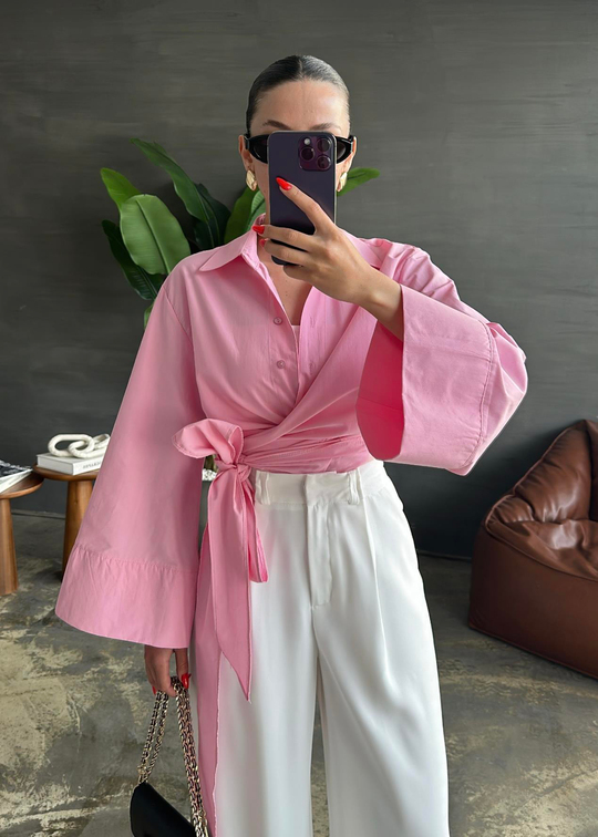 Marka Muadil Bağlamalı Gömlek PEMBE