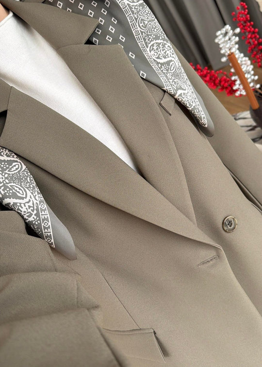 Mason Fularlı Blazer Ceket HAKİ
