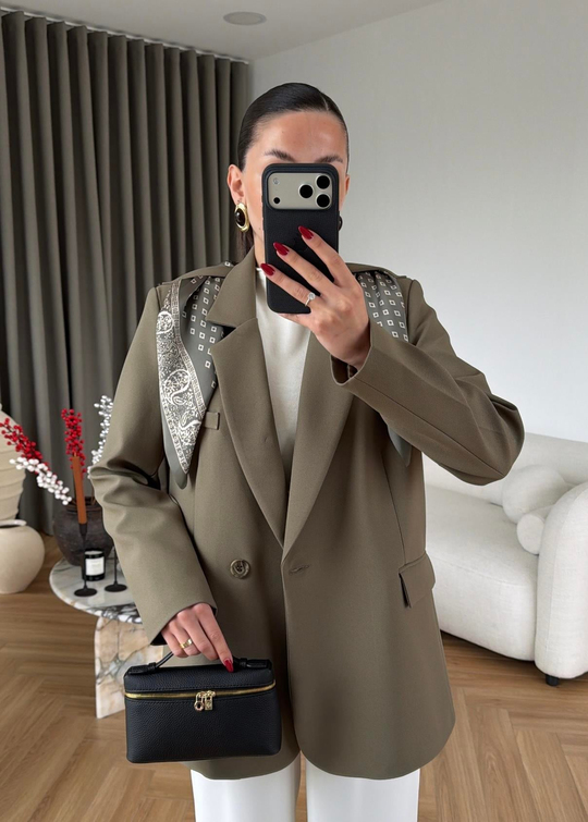 Mason Fularlı Blazer Ceket HAKİ