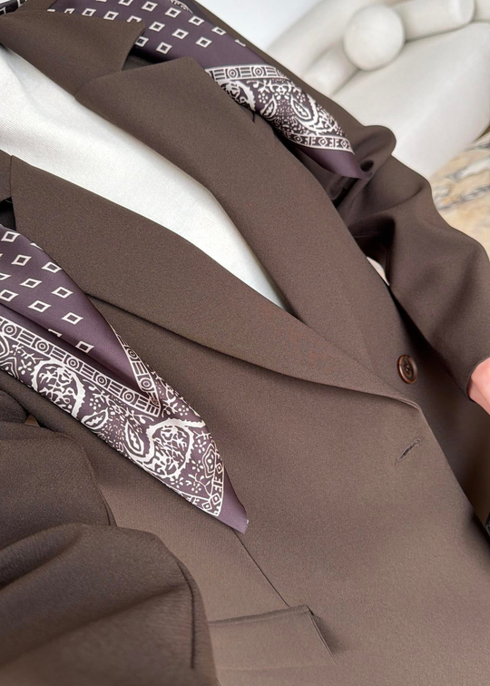 Mason Fularlı Blazer Ceket KAHVE