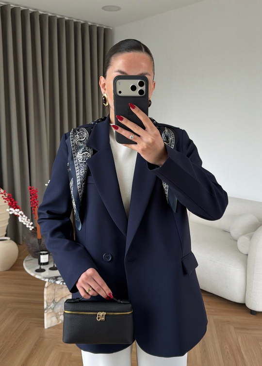 Mason Fularlı Blazer Ceket LACİVERT