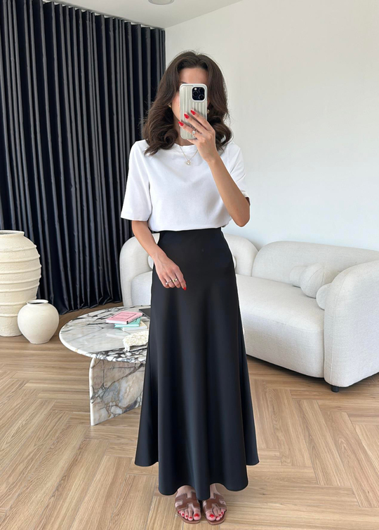 Maxi Saten Etek SİYAH