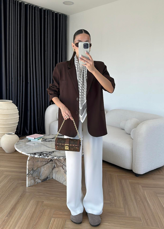 Maya Düz Blazer Ceket ACI KAHVE
