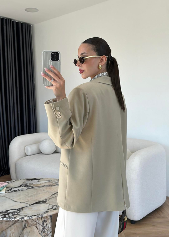 Maya Düz Blazer Ceket BEJ
