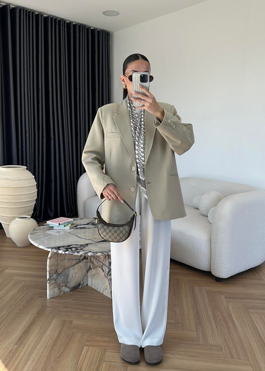Maya Düz Blazer Ceket BEJ