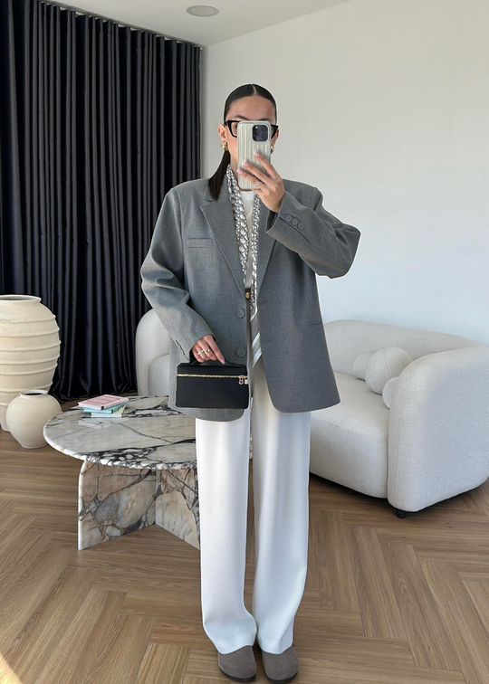 Maya Düz Blazer Ceket GRİ