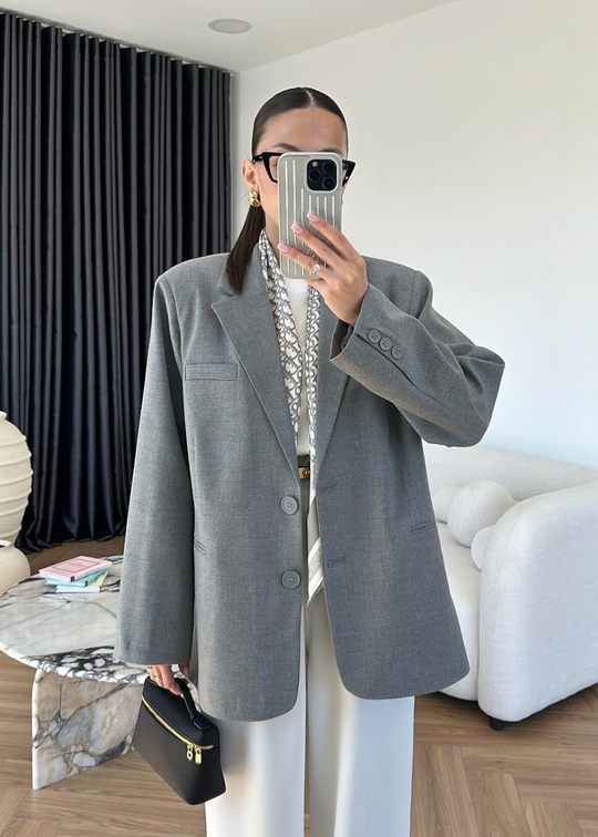 Maya Düz Blazer Ceket GRİ