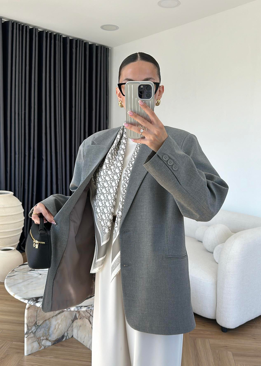 Maya Düz Blazer Ceket GRİ