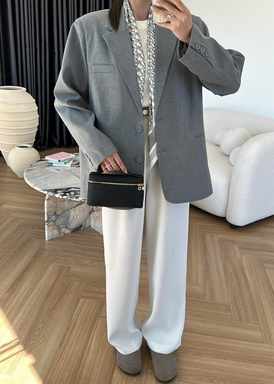Maya Düz Blazer Ceket GRİ