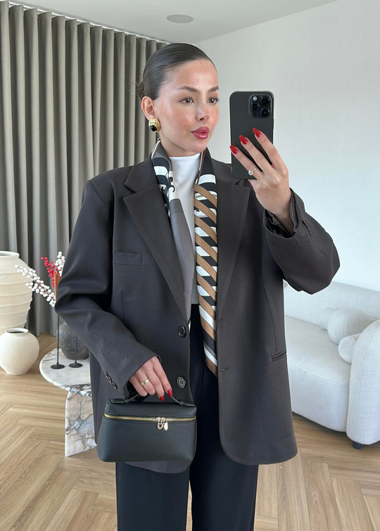 Maya Düz Blazer Ceket KOYUKAHVE