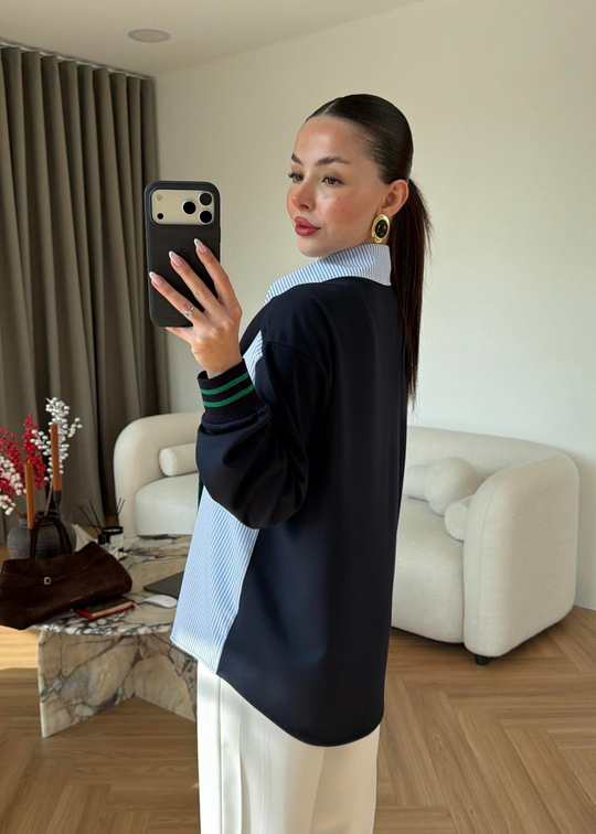 Mia Çift Parçalı Modal Gömlek LACİVERT