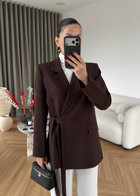 Mira Yandan Bağlamalı Blazer ACI KAHVE