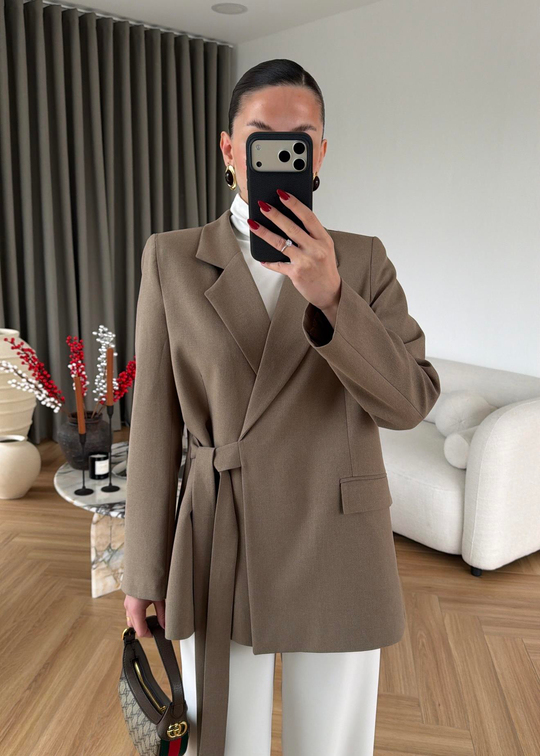 Mira Yandan Bağlamalı Blazer HAKİ