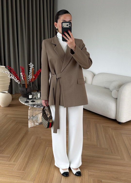 Mira Yandan Bağlamalı Blazer HAKİ