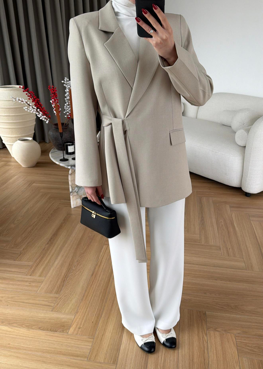 Mira Yandan Bağlamalı Blazer TAŞ
