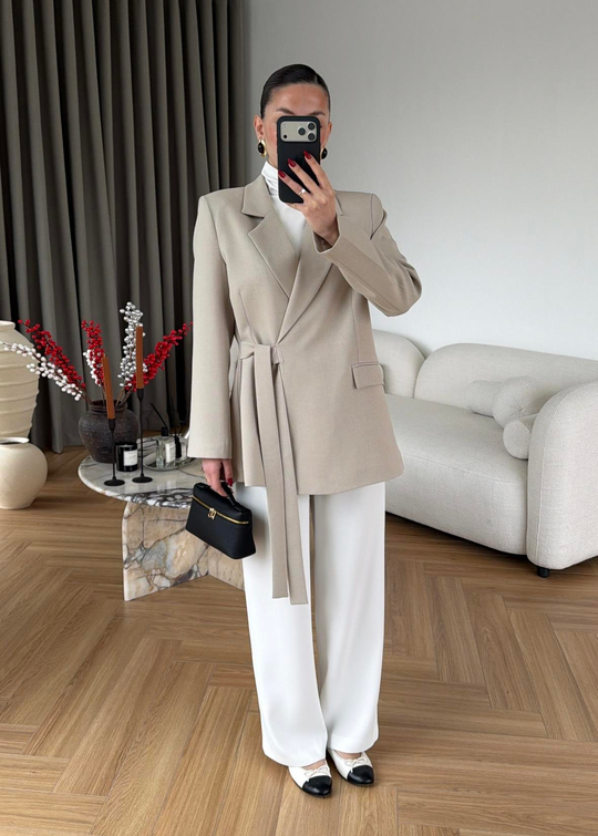 Mira Yandan Bağlamalı Blazer TAŞ