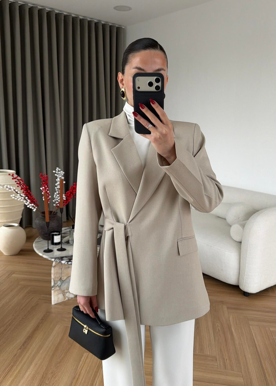Mira Yandan Bağlamalı Blazer TAŞ