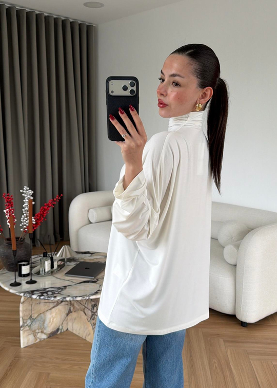 Modal Dik Yakalı Bluz EKRU