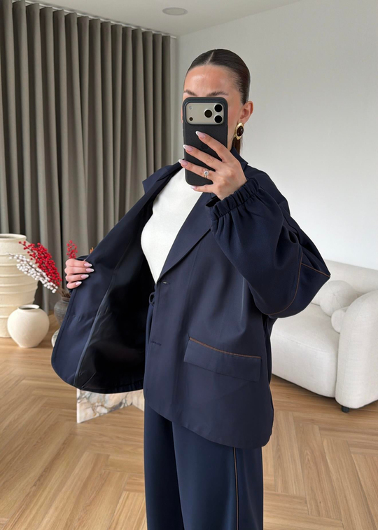 Modal Pantalonlu Ceketli Takım LACİVERT